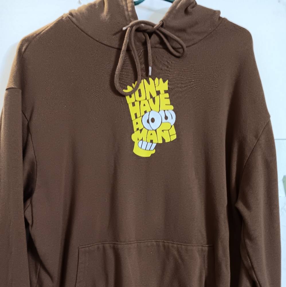 SIMPSONS Brown Graphic Hoodie Excellent Condition Size Large